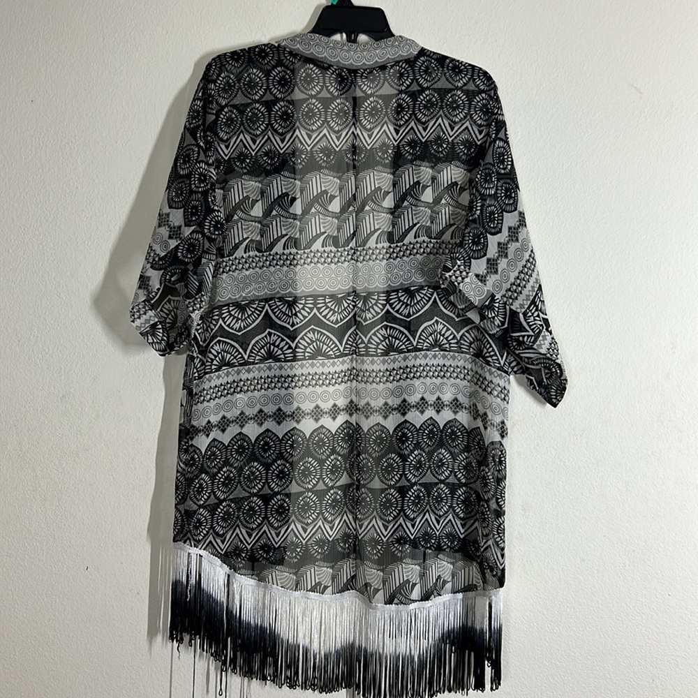 Steve Madden Black & White Pattern Open Front Kim… - image 2